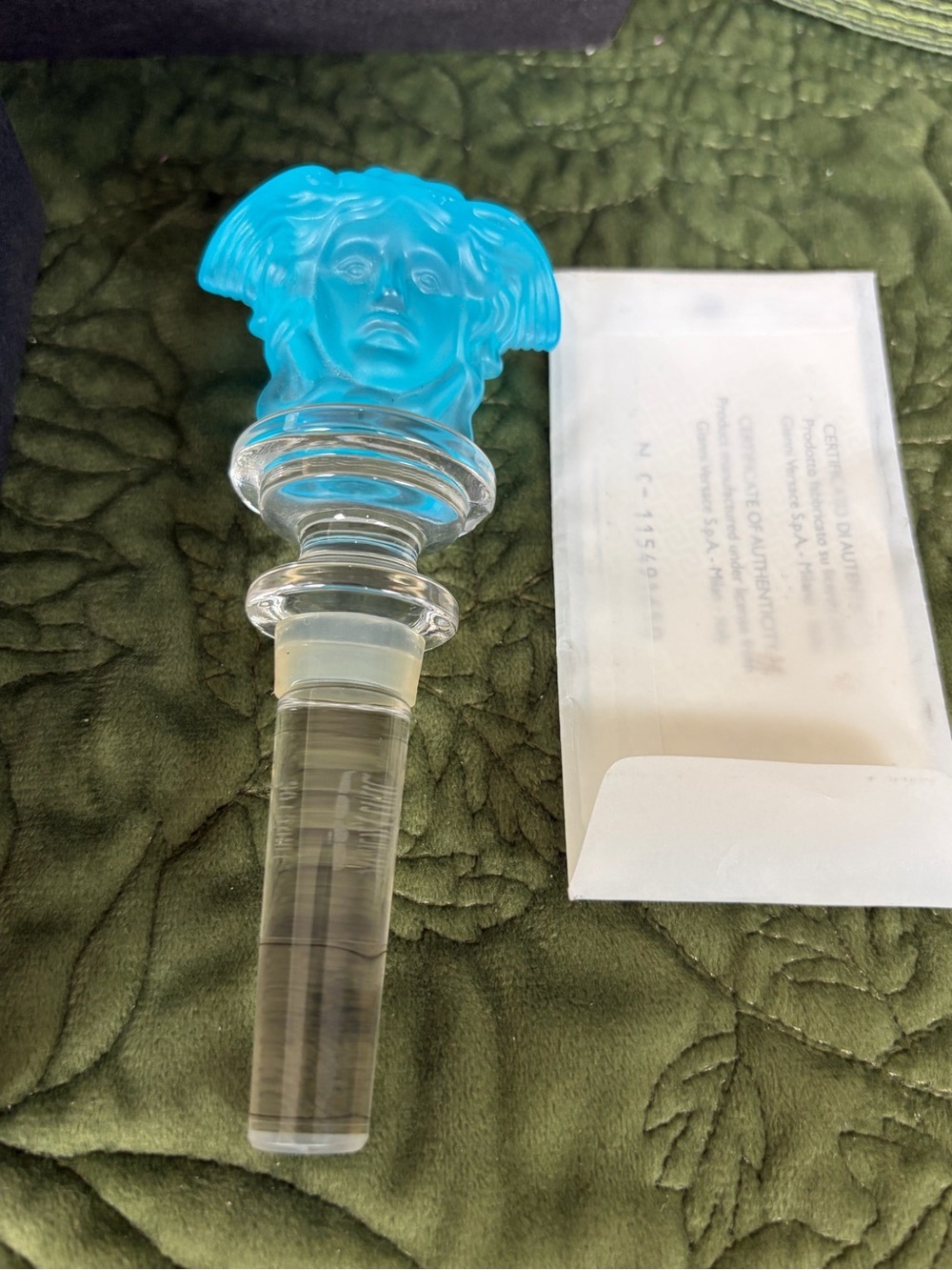 Versace Rosenthal Medusa Bottle Stopper Frosted Blue - Picture 3 of 5